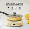 BUYDEEM Cast Aluminum Non Stick Frying Pan 10.2 Inch, Rapid Even Heating Skillet with Glass Lid, All Stovetops Compatible, No PFAS/PFOA Egg Pan with Cool Handle, Cheflite Series CP151 Cozy Greenish(Mellow Yellow)