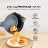 BUYDEEM Cast Aluminum Non Stick Sauce Pan，Rapid Even Heat Milk Pan with Glass Lid，All Stovetops Compatible，No PFOA/PFAS，Cooking Pot with Cool Handle，Cheflite Series CP141 Mellow Yellow，2QT(Mellow Yellow)