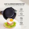 BUYDEEM Cast Aluminum Non Stick Sauce Pan，Rapid Even Heat Milk Pan with Glass Lid，All Stovetops Compatible，No PFOA/PFAS，Cooking Pot with Cool Handle，Cheflite Series CP141 Mellow Yellow，2QT(Cozy Greenish)