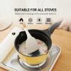 BUYDEEM Cast Aluminum Non Stick Sauce Pan，Rapid Even Heat Milk Pan with Glass Lid，All Stovetops Compatible，No PFOA/PFAS，Cooking Pot with Cool Handle，Cheflite Series CP141 Mellow Yellow，2QT(Mellow Yellow)