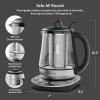 BUYDEEM K156 Tea Maker, Electric Kettle for Coffee and Tea Brewer, 6 Brew Strength Selection for Extracting, 4 Temperature Settings, Boil Dry Protection, 2 Hours Auto Keep Warm, Oat White, 1.5L/1.6QT(1.3 Quarts)