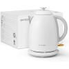 BUYDEEM K640 Stainless Steel Electric Tea Kettle with Auto Shut-Off and Boil Dry Protection, 1.7 Liter Cordless Hot Water Boiler with Swivel Base, 1440W, Mellow Yellow(Arctic White)