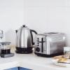 BUYDEEM K640 Stainless Steel Electric Tea Kettle with Auto Shut-Off and Boil Dry Protection, 1.7 Liter Cordless Hot Water Boiler with Swivel Base, 1440W, Mellow Yellow(Retro Silver)