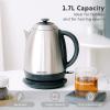 BUYDEEM K640 Stainless Steel Electric Tea Kettle with Auto Shut-Off and Boil Dry Protection, 1.7 Liter Cordless Hot Water Boiler with Swivel Base, 1440W, Mellow Yellow(Retro Silver)