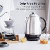 BUYDEEM K640 Stainless Steel Electric Tea Kettle with Auto Shut-Off and Boil Dry Protection, 1.7 Liter Cordless Hot Water Boiler with Swivel Base, 1440W, Mellow Yellow(Retro Silver)