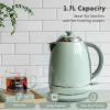 BUYDEEM K640 Stainless Steel Electric Tea Kettle with Auto Shut-Off and Boil Dry Protection, 1.7 Liter Cordless Hot Water Boiler with Swivel Base, 1440W, Mellow Yellow(Cozy Greenish)