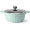 BUYDEEM CP152 Cast Aluminum Nonstick Stockpot, All Stovetops Ovens Microwaves Compatible, Dishwasher Safe, Cozy Greenish, 4.7QT