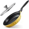 BUYDEEM Cast Aluminum Non Stick Frying Pan 10.2 Inch, Rapid Even Heating Skillet with Glass Lid, All Stovetops Compatible, No PFAS/PFOA Egg Pan with Cool Handle, Cheflite Series CP151 Cozy Greenish(Mellow Yellow)