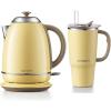 BUYDEEM K640 Electric Kettle 1.7L with DS57 Vacuum Insulated Tumbler 750ml, Mellow Yellow