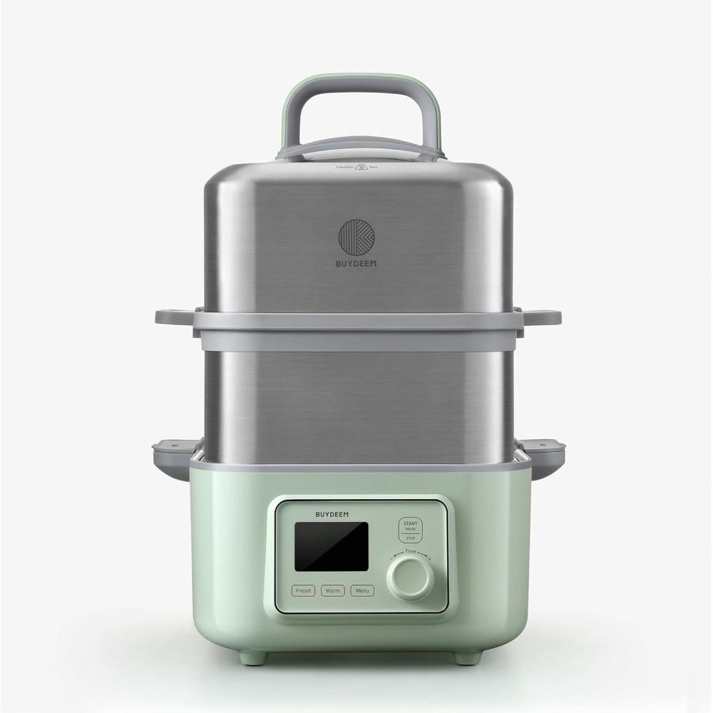image:imageBUYDEEM G553 TwoTier 10Quart Electric Food Steamer for Cooking One Touch Digital Multifunctional Steamer Quick Steam in 60s Stainless Steel Steamer Tray No Stew Pots Included